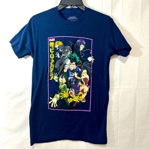 Funimation Men My Hero Academia Characters Small Navy Short Sleeve T-Shirt